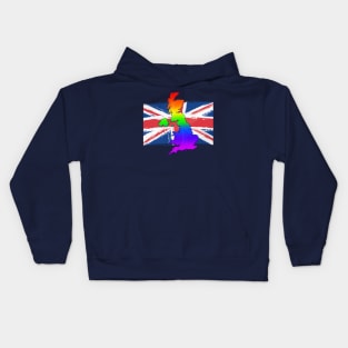 Gay UK - Rainbow Pride Union Jack Blue Kids Hoodie